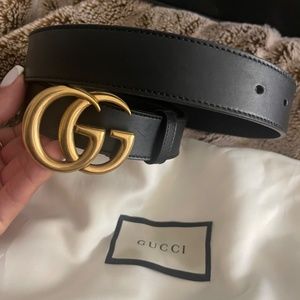 Leather Belt with Double G Buckle